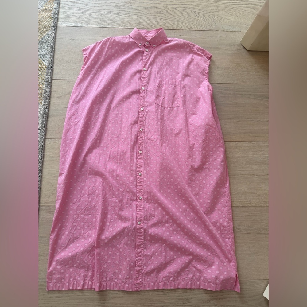 Balenciaga Pink Monogram Button-up Shirt Dress